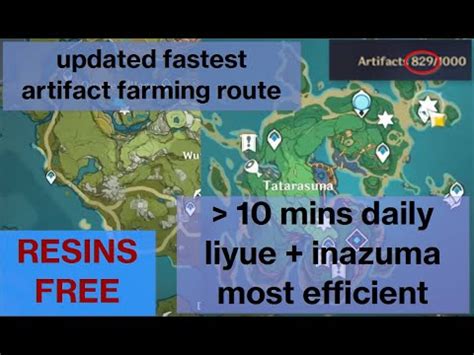 New Fastest Efficient Artifact Farming Route Mins Only Inazuma