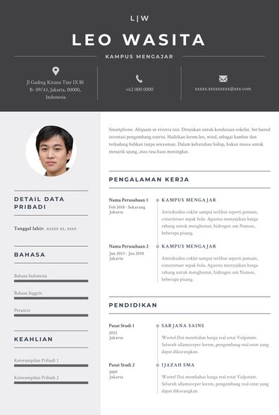 Contoh Cv Untuk Kampus Mengajar Riset