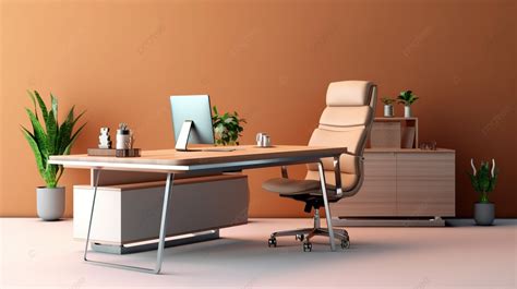 3d Render Of Contemporary Office Desk And Chair Background Office Plant Home Desk Office