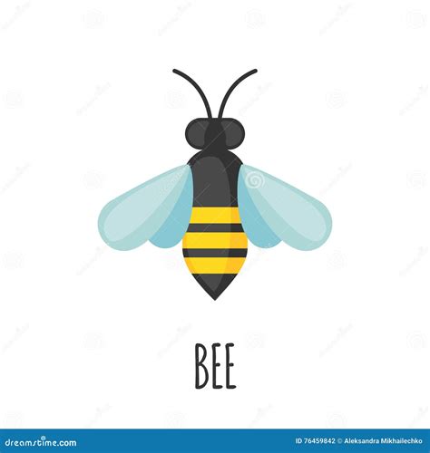 Bee Icon In Flat Style Stock Vector Illustration Of Background