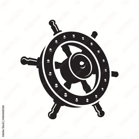 Ship Wheel Black and white logo design. steer ship logo design. Stock ...