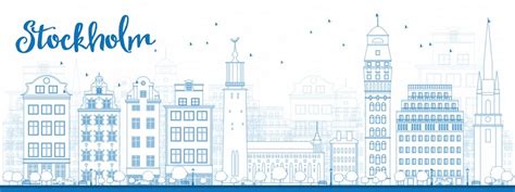 Premium Vector Outline Stockholm Skyline With Blue Buildings