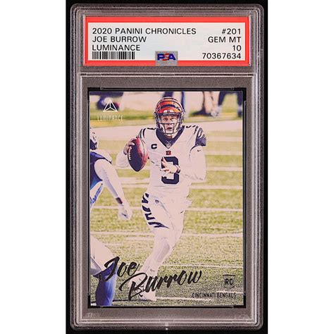 Joe Burrow 2020 Panini Luminance 201 RC CHRONICLES PSA 10