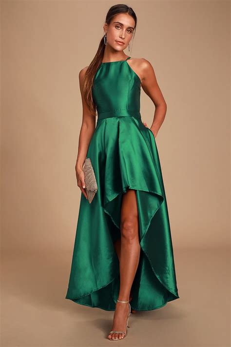 Broadway Show Emerald Green High Low Maxi Dress Green Formal Dresses