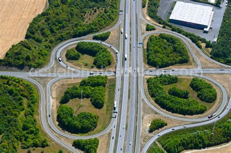 Aerial photograph Kürnach Routing and traffic lanes during the