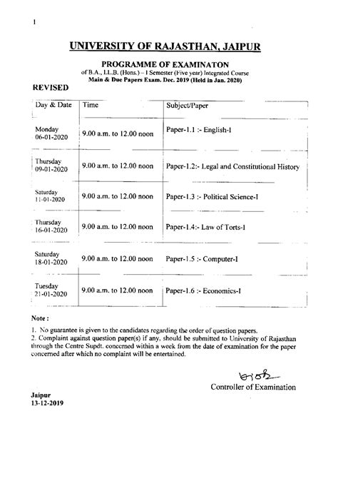 University Time Table Docsity