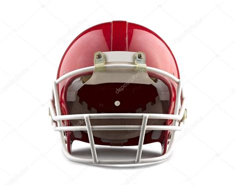 Red American Football Helmet Isolated On A White Background With Stock