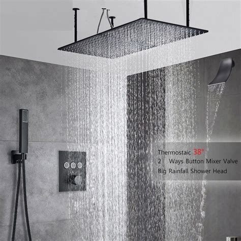 Luxury Rainfall Shower Head With Waterfall Bath Tub Spout 2 Ways Mixer