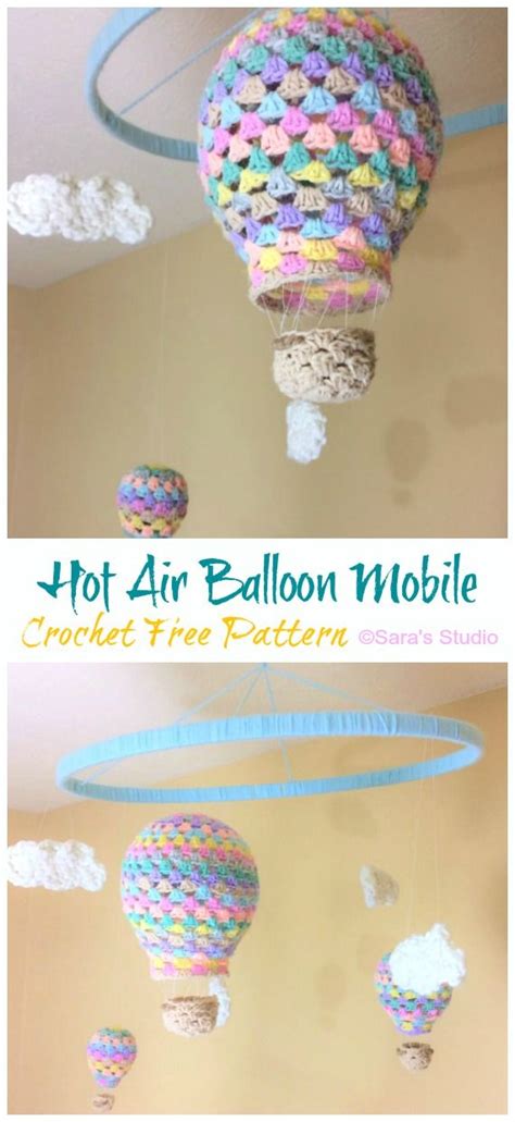 The Hot Air Balloon Mobile Is Made From Crochet Free Patterns And Yarns