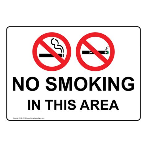 No Smoking In This Area Sign or Label - White - Symbol