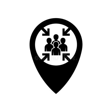 Icono De Vector Punto De Reunión Puntero Para Un Mapa Con Un Grupo De