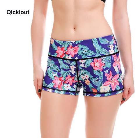 Qickitout Shorts S Xxxl Women Digtial Print Flower Shorts Casual High Waist 2017 Spring Summer