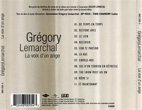 Gregory Lemarchal La Voix D Un Ange 2007 купить CD диск в интернет