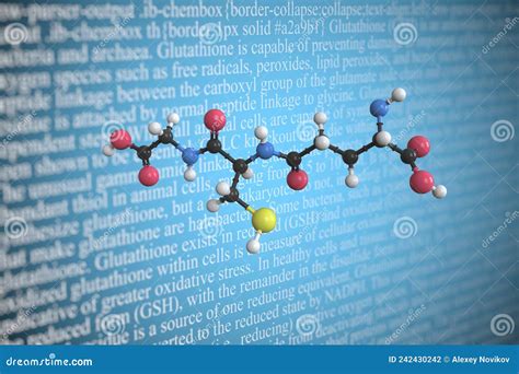 Glutathione Scientific Molecular Model 3D Rendering Stock Illustration