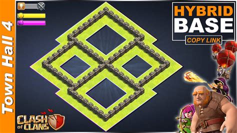 Th4 Base New Best Town Hall 4 Base Copy Link Farming Trophy Hybrid Clash Of Clans Youtube