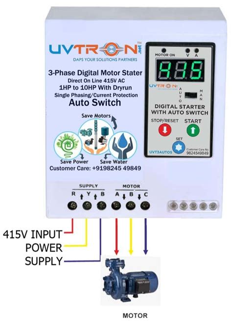 Uvtron Net 2 To 25amp Three Phase Digital Motor Starter With Auto Time