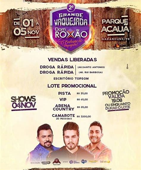 Equipe Vamos ou Bora COMEÇOU AS VENDAS DE INGRESSO PARA O SHOW DO