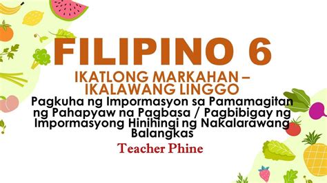 Pahapyaw Na Pagbasa At Pagbibigay Ng Impormasyong Hinihingi Sa