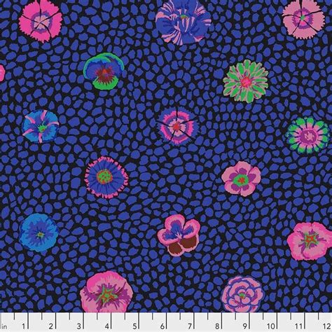 Kaffe Fassett Fabric Guinea Flower Gp Black Pink Blue Green Floral