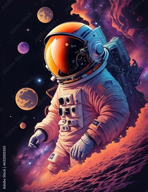 Astronaut Illustration art of fantasy astronaut in space. Science ...