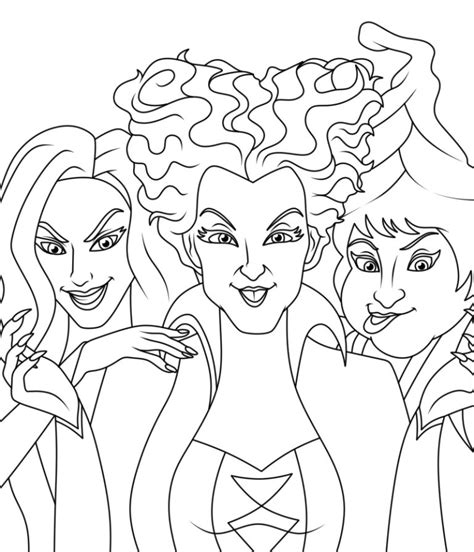 Beautiful Enchantresses From Hocus Pocus Coloring Page Printable