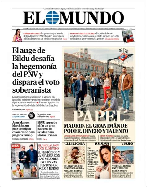 Portada Del Diario El Mundo Del Día 21042024 News Europa