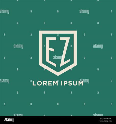 EZ Initial Logo Monogram Shield Geometric Shape Design Vector Graphic