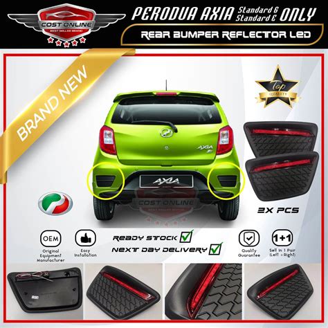 Perodua Axia G Spec Rear Bumper Reflector Cover And Led Light Set