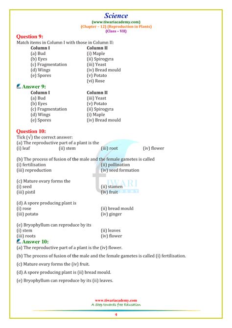 Ncert Solutions For Class 7 Science Chapter 12 Reproduction In Plants