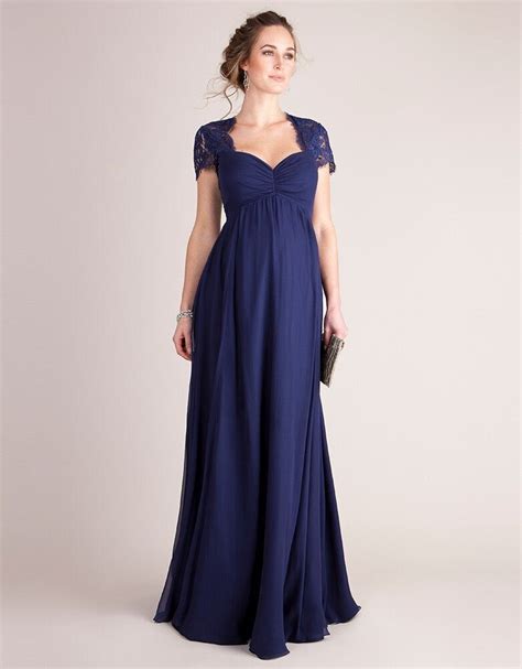 Seraphine Silk And Lace Maternity Evening Dress In Navy — Ufo No More