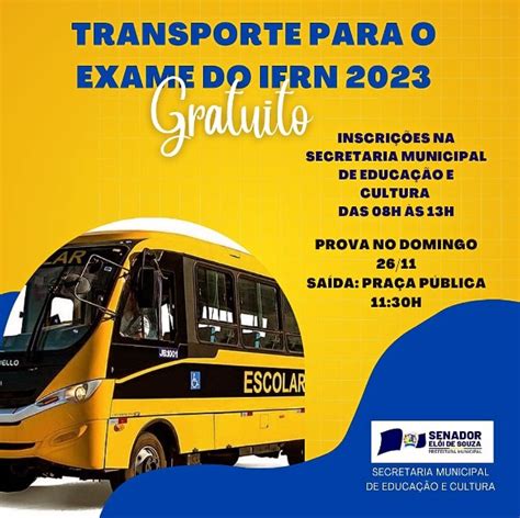 TRANSPORTE PARA O EXAME DO IFRN De 2023 GRATUITO Natal Em Foco