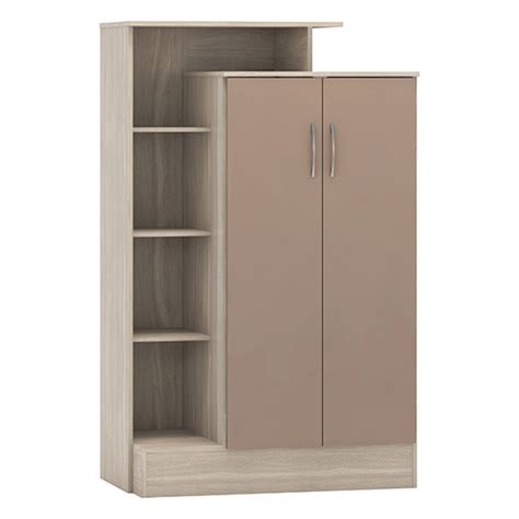 Mack High Gloss Wardrobe With Doors Drawer In Black Furniture In