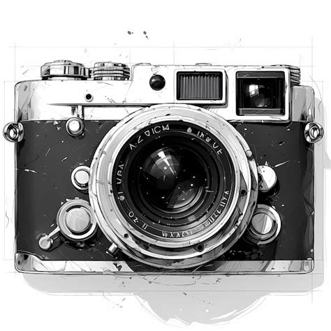 Premium Photo Vintage Camera Icon Ink Wash Style