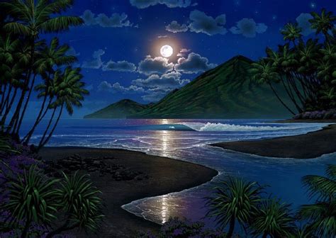 Hawaiian Artist Steve Power Surf Lunar Hawaiian Art Hawaii