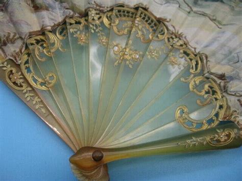 Vintage Hand Painted French Fan Signed In Original Box Faucon Paris