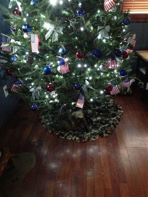 Patriotic Christmas tree and home made us army tree skirt | Patriotic ...