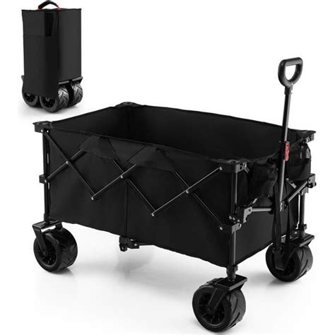 COSTWAY Chariot De Transport Pliable 4 Roues Universelles Guidon