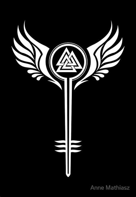 Valkyrie Symbol With Odins Valknut By Anne Mathiasz