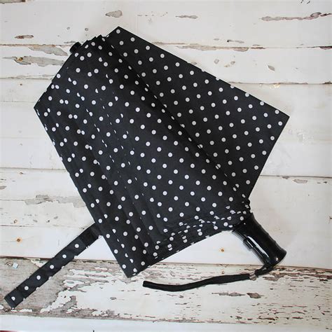 BLACK POLKA DOT CLASSIC AUTO OPEN FOLDING UMBRELLA - Umbrellashop.com