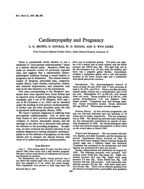 Cardiomyopathy And Pregnancy Heart