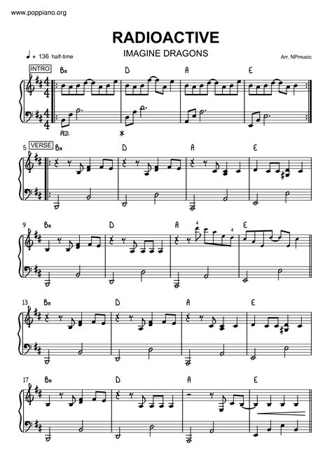 Radioactive Imagine Dragons Piano Sheet Music