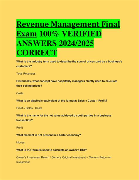 Business Management Final Exam Answers 4