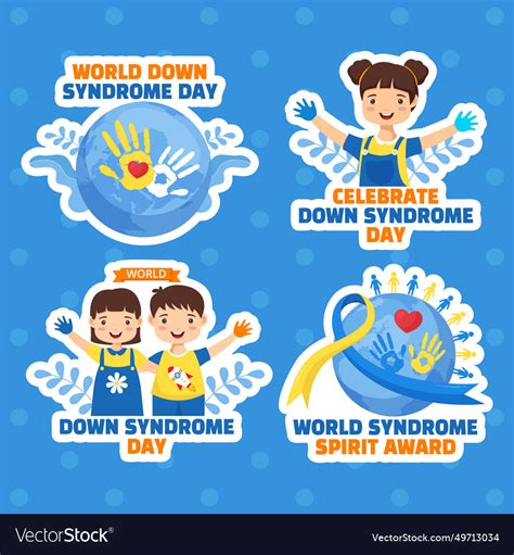 Down syndrome day label flat cartoon hand drawn Vector Image