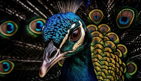 Premium Ai Image Majestic Peacock Displays Vibrant Multi Colored