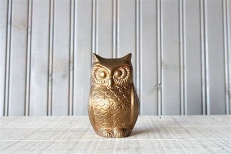 Brass Owl Large Paperweight Etsy Paper Weights Brass Owl