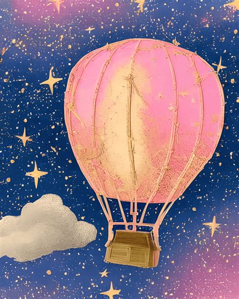 Beautiful Pink Hot Air Balloon Floating Creative Fabrica