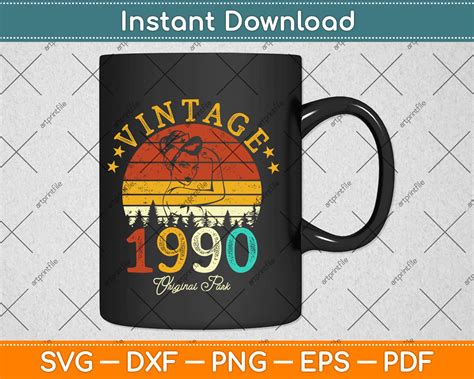 Vintage 1990 Made In 1990 29th Birthday 29 Years Old Svg Design Digital