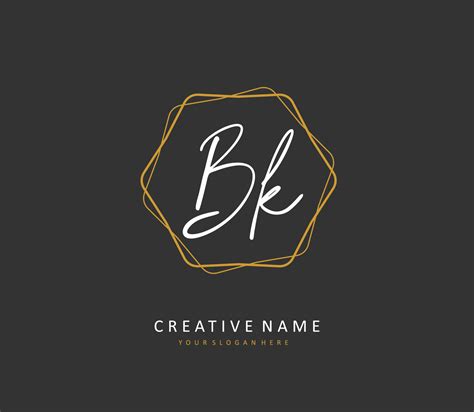 B K Bk Initial Letter Handwriting And Signature Logo A Concept