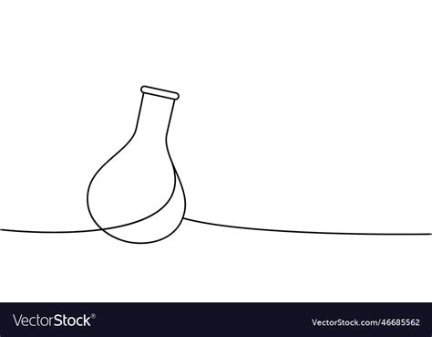 Round bottom flask one line continuous drawing Vector Image