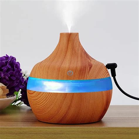 Brown 300ml Led Silent Essential Oil Diffuser Touch Switch Usb Aroma Air Sprayer Humidifier